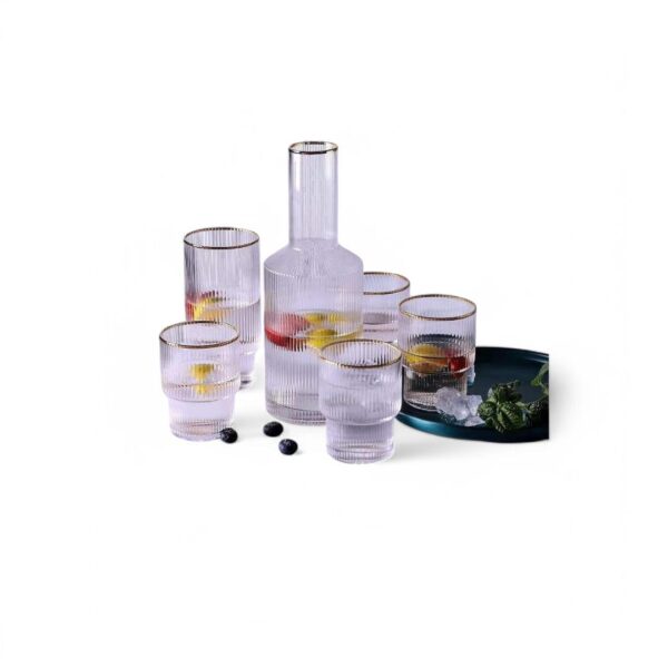 SET OF 4 CUPS AND A BOTTLE
