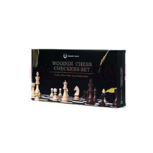 WOODEN CHESS CHECKERS SET